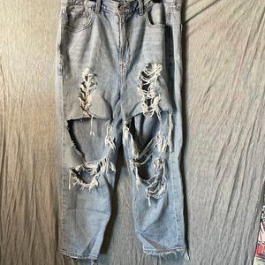 American Eagle Severe Distressed Mom Jeans